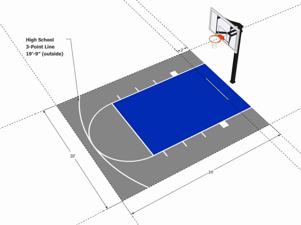 20x24 Basketball Half Court Floor Kit Outdoor / Indoor Flotraffic